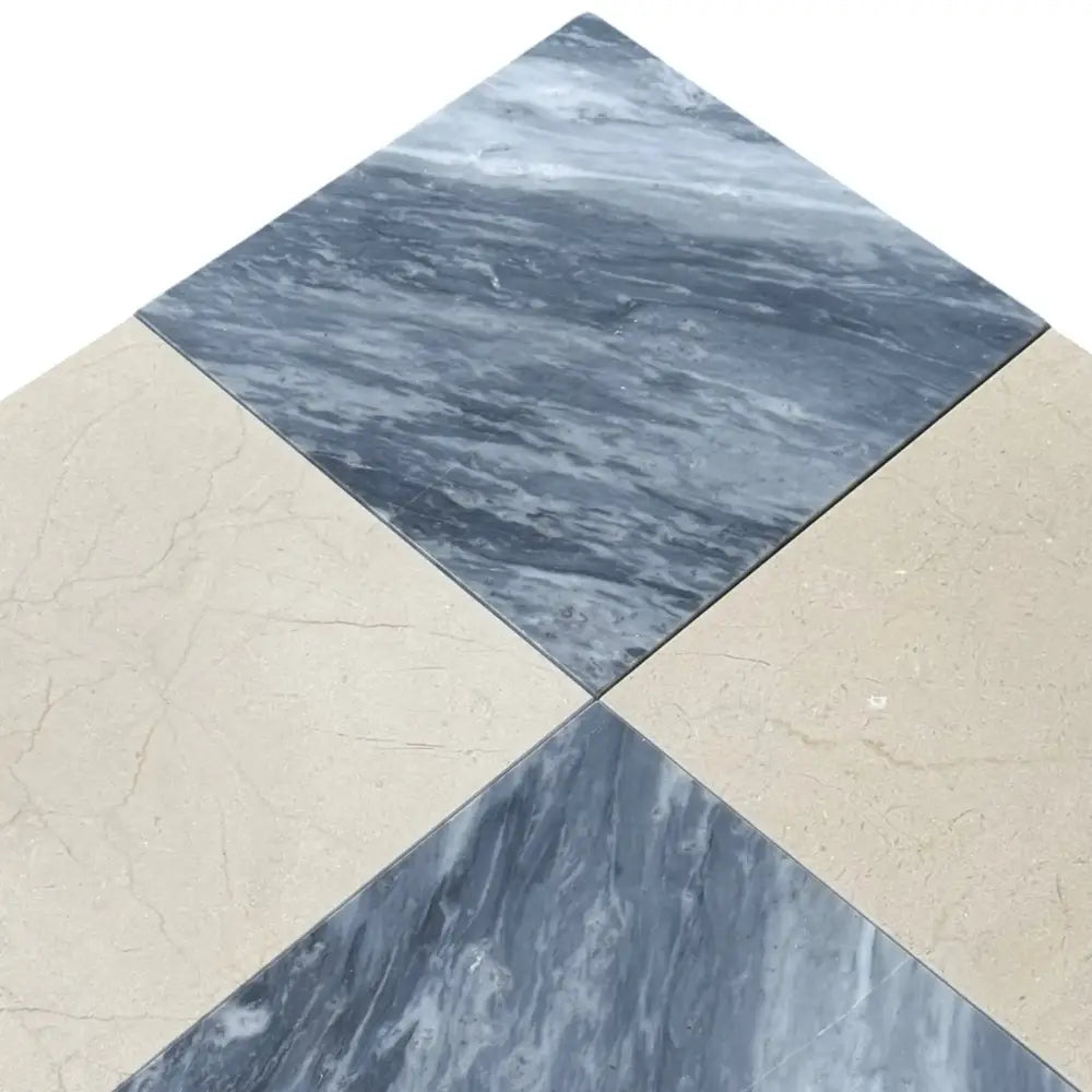 Checkerboard Bardiglio Prime and Crema Marfil Select 12X12 marble tile pattern