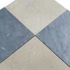 Four marble tiles in a diamond pattern for Checkerboard Bardiglio Prime and Crema Marfil Set