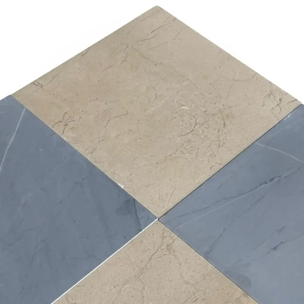 Checkerboard Bardiglio Prime and Crema Marfil Select 18x18 square tiles pattern