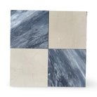 Four square tiles in the Checkerboard Bardiglio Prime and Crema Marfil Select 18X18 Set