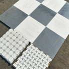 Assorted Tile Samples for Checkerboard Bardiglio Imperiale and Bianco Dolomite Marble Set