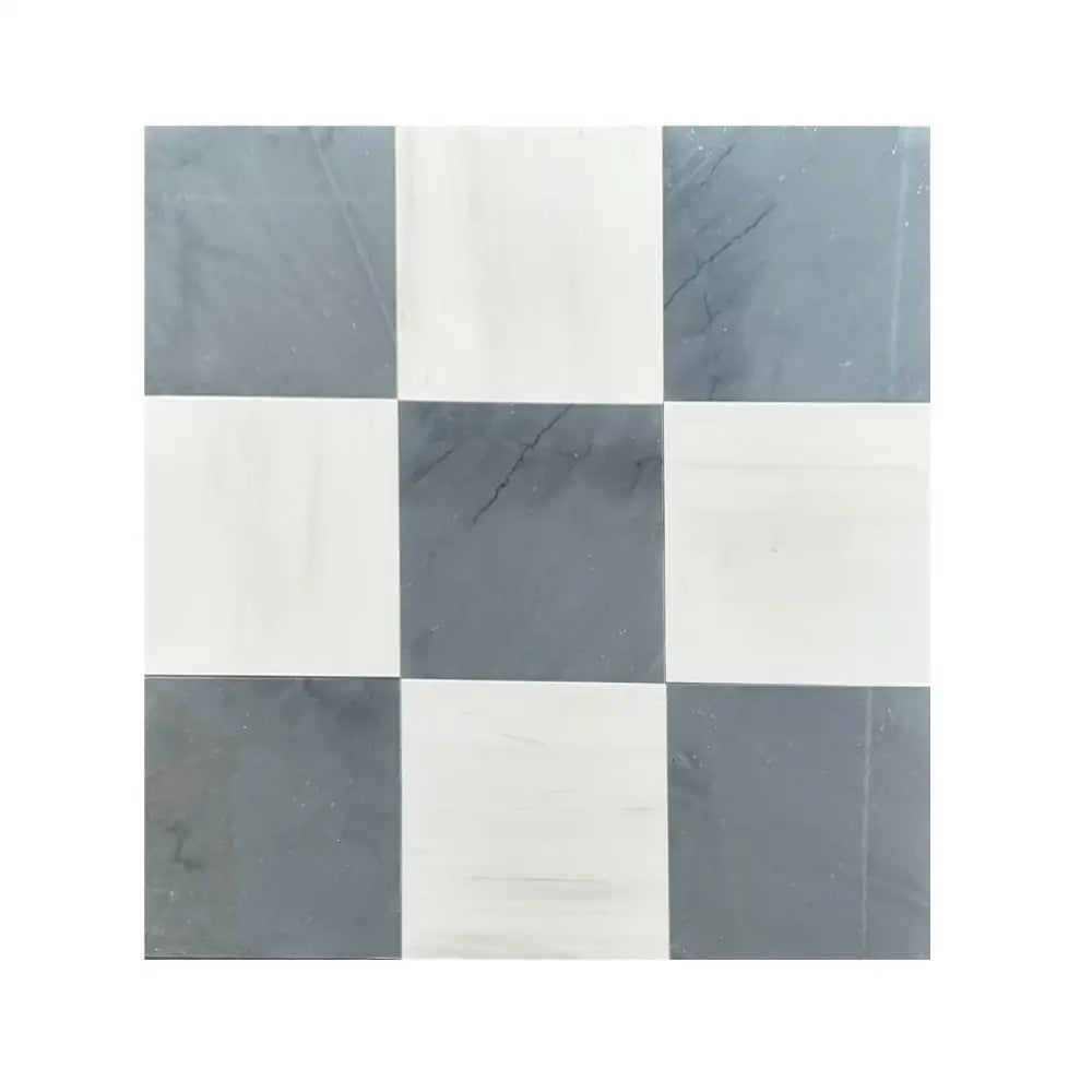 Checkerboard marble tile pattern with Bardiglio Imperiale and Bianco Dolomite tiles