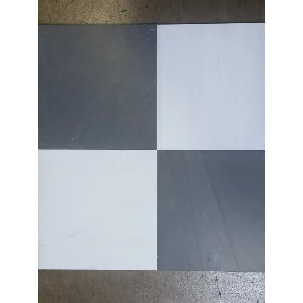 Checkerboard pattern of gray and white squares on Bardiglio Imperiale and Bianco Dolomite marble set
