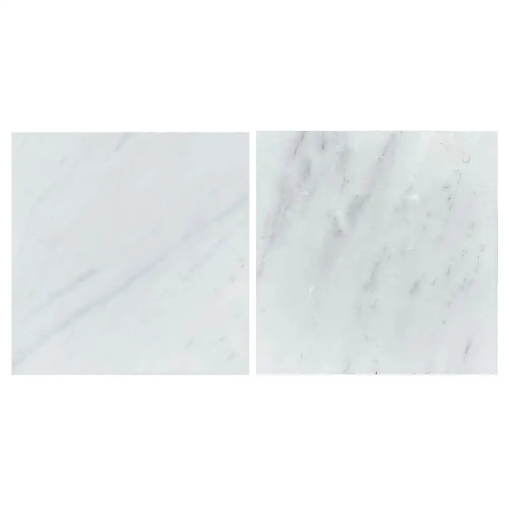White marble tiles from Checkerboard Bardiglio Prime and Oriental White Aurora Marble Set