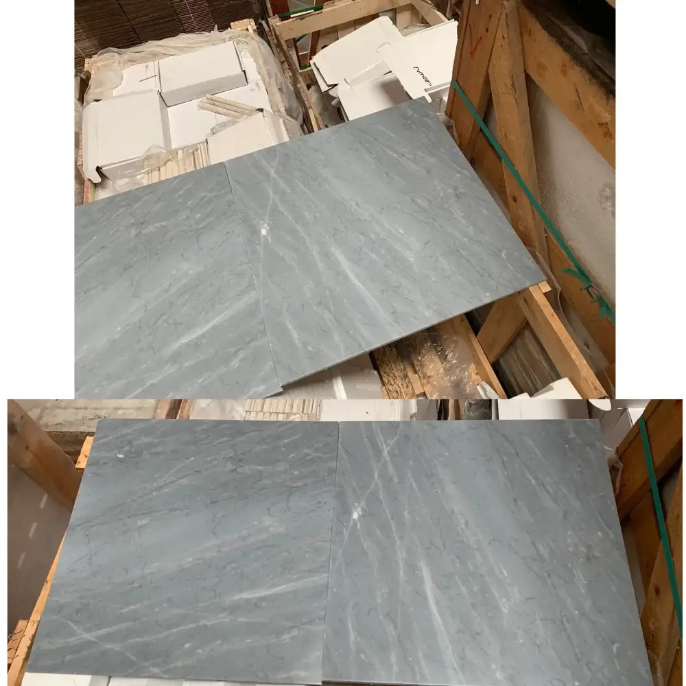 Gray marble tiles from Checkerboard Bardiglio Prime Imperiale and Oriental White Aurora White Aurora Marble Set