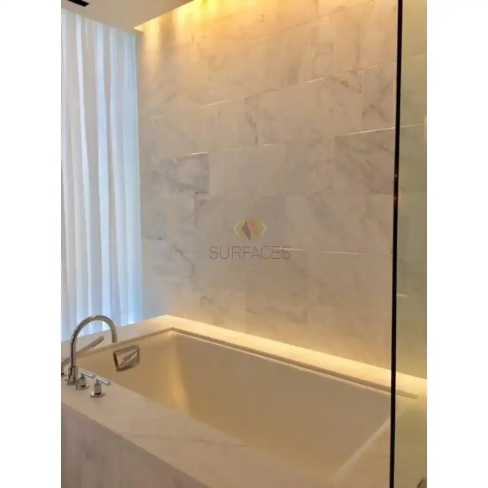 Modern white bathtub from Checkerboard Bardiglio Prime Imperiale and Aurora White Marble Set