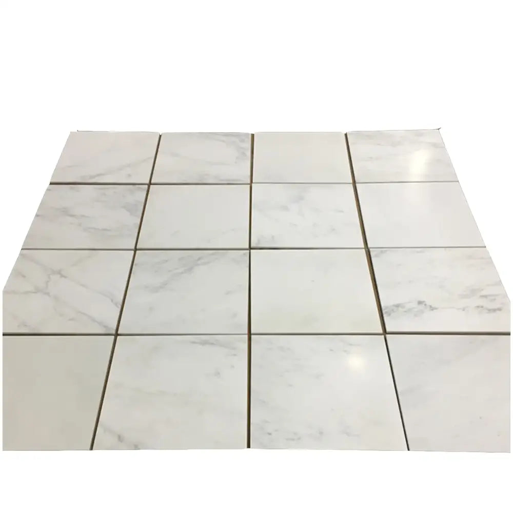 White marble floor tiles from Checkerboard Bardiglio Prime Imperiale and Aurora White Marble Set