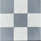 Checkerboard tile pattern in Bardiglio Prime Imperiale and Oriental White Aurora White Marble Set