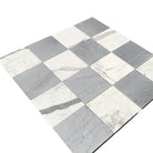 Checkerboard pattern of Gray Bardiglio Prime Imperiale and Statuario White marble tiles