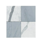 Four marble-patterned tiles from Checkerboard Bardiglio Prime Imperiale and Statuario White set