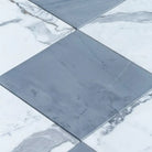 Gray and white marble tile pattern from Checkerboard Bardiglio Prime Imperiale and Statuario White 12x12 set