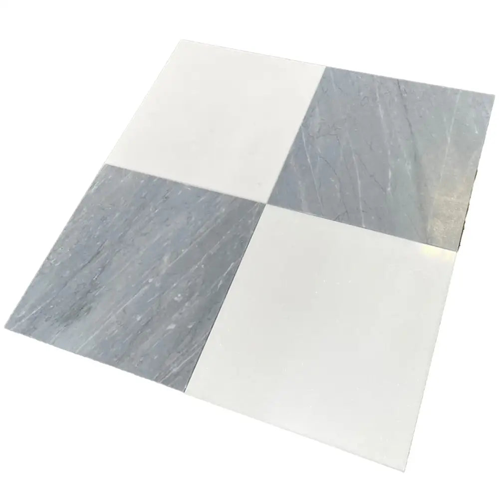 Checkerboard Bardiglio Prime Imperiale and Thassos Supreme 12X12 Set-American Stone