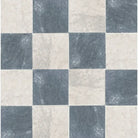 Checkerboard tile pattern featuring Bardiglio Prime Marble and Carrara White Royale Marble in 12x12 tumbled set