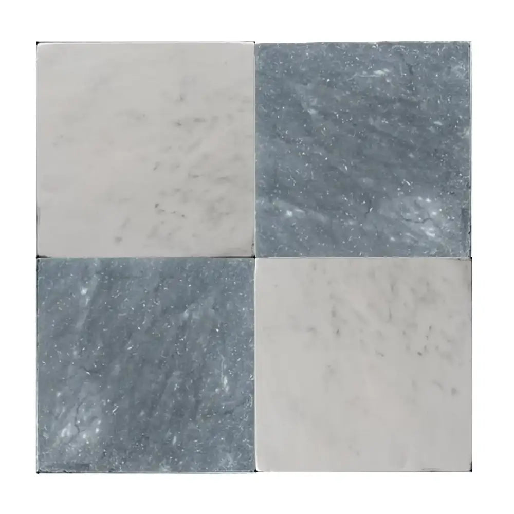 Checkerboard Bardiglio Prime Marble and Oriental White Aurora White Aurora Marble 12X12 Tumbled Set-American Stone