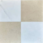 Checkerboard Bardiglio Prime Marble and Aurora White 12x12 Tumbled Tile Pattern