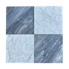 Four square marble tiles from Checkerboard Bardiglio Prime Nuvolato and Bianco Carrara White Royale Marble 12X12 Set