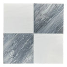 Four-square tile pattern on Checkerboard Bardiglio Prime Nuvolato and Dolomite Prestige Marble set