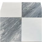 Four square tiles featuring white and marbled gray Checkerboard Bardiglio Prime Nuvolato and Dolomite Prestige Marble 18x18 set