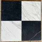 Four square marble tiles from Checkerboard Bardiglio Prime Nuvolato and Dolomite Prestige set