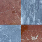 Four marble tiles from Checkerboard Bardiglio Prime Nuvolato and Rojo Alicante set