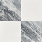 Four-square marble and white tile pattern in Checkerboard Bardiglio Prime Nuvolato and Thassos Supreme 12X12 Set