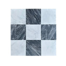 Nine-square marble tile pattern in Checkerboard Bardiglio Prime Nuvolato and Thassos Supreme 12X12 set