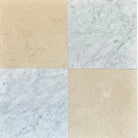 Four square Marble tiles from Checkerboard Bianco Carrara White Royale and Crema Marfil Set
