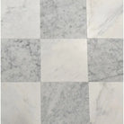 Nine square marble tiles from Checkerboard Carrara White Royale and Oriental White Aurora set