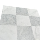 Checkerboard Carrara White and Aurora White marble tile pattern in 12x12 set