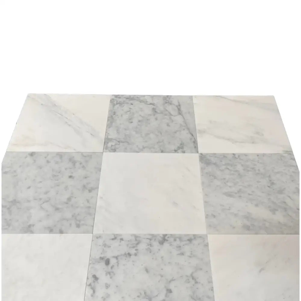 Marble checkered floor tiles from Checkerboard Carrara White and Aurora White 12x12 set
