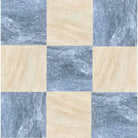 Nine square marble tiles from Checkerboard Crema Marfil Select and Emperador Dark Oro Tumbled Set