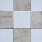 Checkerboard Diano Royal and Oriental White Aurora White marble and plain tiles in 12x12 set