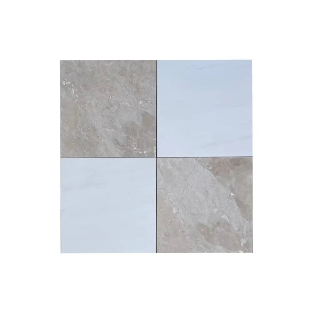 Checkerboard Diano Royal and Oriental White Aurora Marble 18x18 square tiles