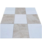 Nine square Checkerboard tiles in alternating patterns from Diano Royal and Aurora White Marble set
