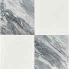 Four-paneled marble and white tile in Checkerboard Diano Royal and Oriental White Aurora White Aurora Marble 18X18 Set