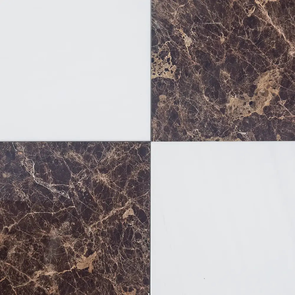 Checkerboard Dolomite Prestige and Emperador Dark Oro 12x12 tile pattern image