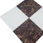 Checkered floor tiles from Checkerboard Dolomite Prestige and Emperador Dark Oro set
