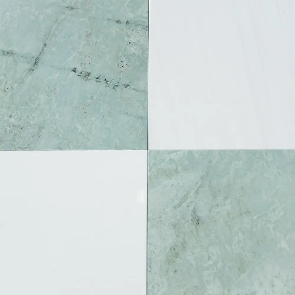 Checkerboard Dolomite Prestige and Ming Green Prestige 12x12 floor tiles