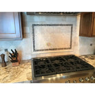 Stainless steel gas range from Checkerboard Emperador Dark Oro Marble and Crema Marfil Set