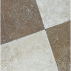 Checkerboard Travertine Tiles in Emperador Dark Oro Marble and Crema Marfil Select