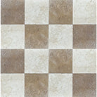 Checkerboard pattern of square tiles from Emperador Dark Oro and Crema Marfil Set