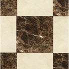 Marble tile pattern featuring Checkerboard Emperador Dark Oro and Crema Marfil Marble