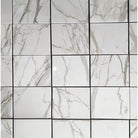 White marble tile pattern from Checkerboard Ming Green Prestige and Calacatta Gold Marble set