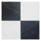 Black and white checkered tiles from Checkerboard Nero Marquina Prestige Marble and Arabescato Corchia Elite set