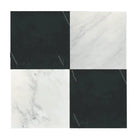 Black and white checkered tile from Checkerboard Nero Marquina Prestige and Arabescato Corchia Marble set