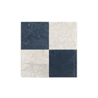 Four-square checkered Nero Marquina and Carrara White Prestige Marble tile set