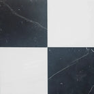 Black and white checkered tiles from Checkerboard Nero Marquina Prestige Marble and Dolomite Prestige Marble 18X18 Set