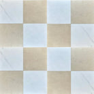 Checkerboard tile pattern in Checkerboard Oriental White Aurora White Aurora and Crema Marfil Set