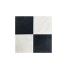 Black and white checkered tile from Checkerboard Oriental White Aurora and Nero Marquina marble set