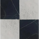 Black and white marble tile pattern from Checkerboard Oriental White Aurora and Nero Marquina Prestige Marble set